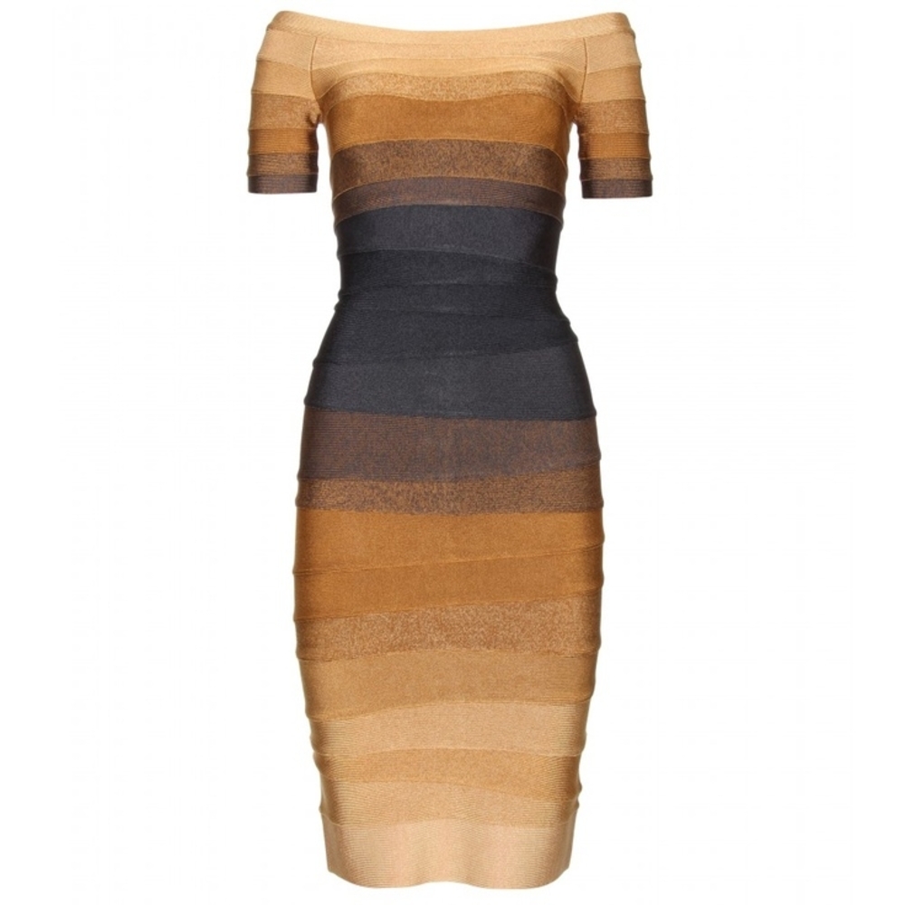 Herve Leger Johanna Bandage Dress in Ombre Yellow